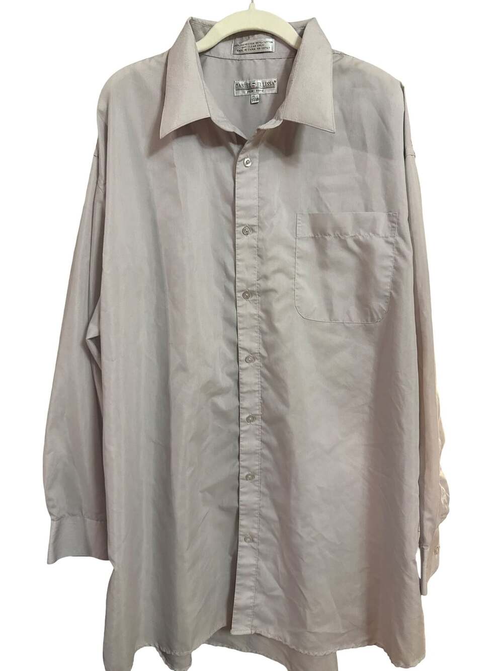 Daniel Ellissa Long Sleeve Dress Shirt Size 19 1/2 34-35 Gray Button Up